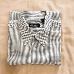 Richel Mens Shirt L Checked Button Up Long Sleeves